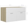 Armario para lavabo contrachapada blanco roble 80x38,5x46 cm de vidaXL, Muebles de baño - Ref: Foro24-804661, Precio: 31,21 €...