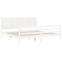 White solid wood bed frame with headboard 200x200 cm by vidaXL, Beds and slatted bases - Ref: Foro24-3194787, Price: 187,82 €...