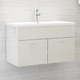 Armario para lavabo contrachapada blanco brillo 80x38,5x46 cm de vidaXL, Muebles de baño - Ref: Foro24-804662, Precio: 46,42 ...