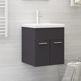 Armario para lavabo madera contrachapada gris 41x38,5x46 cm de vidaXL, Muebles de baño - Ref: Foro24-804640, Precio: 34,62 €,...