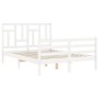 White solid wood bed frame with headboard 140x200 cm by vidaXL, Beds and slatted bases - Ref: Foro24-3194962, Price: 136,35 €...