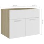 Armario para lavabo contrachapada blanco roble 60x38,5x46 cm de vidaXL, Muebles de baño - Ref: Foro24-804652, Precio: 40,27 €...