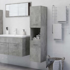 Armario de baño madera contrachapada gris hormigón 30x30x130 cm de vidaXL, Muebles de baño - Ref: Foro24-805001, Precio: 80,9...