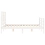 White solid wood bed frame with headboard 140x200 cm by vidaXL, Beds and slatted bases - Ref: Foro24-3194962, Price: 136,35 €...