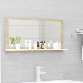 Bathroom mirror in white oak plywood 80x10.5x37 cm by vidaXL, bathroom vanities - Ref: Foro24-804576, Price: 30,99 €, Discoun...