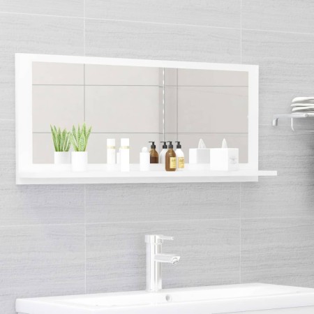 Glossy white plywood bathroom mirror 90x10.5x37 cm by vidaXL, bathroom vanities - Ref: Foro24-804586, Price: 36,48 €, Discoun...