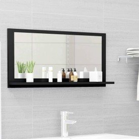 Espejo de baño madera contrachapada negro 80x10,5x37 cm de vidaXL, Tocadores de baño - Ref: Foro24-804572, Precio: 31,99 €, D...