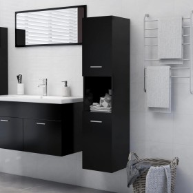 Armario de baño madera contrachapada negro 30x30x130 cm de vidaXL, Muebles de baño - Ref: Foro24-804998, Precio: 66,02 €, Des...