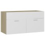 Armario para lavabo contrachapada blanco roble 90x38,5x46 cm de vidaXL, Muebles de baño - Ref: Foro24-804670, Precio: 37,23 €...