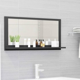 Espejo de baño madera contrachapada gris 80x10,5x37 cm de vidaXL, Tocadores de baño - Ref: Foro24-804573, Precio: 29,99 €, De...