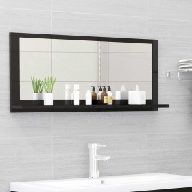 Glossy black plywood bathroom mirror 90x10.5x37 cm by vidaXL, bathroom vanities - Ref: Foro24-804587, Price: 29,99 €, Discoun...