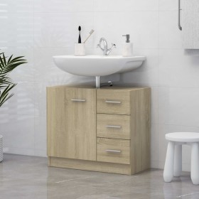 Armario para lavabo madera contrachapada color roble 63x30x54cm de vidaXL, Muebles de baño - Ref: Foro24-804187, Precio: 90,3...