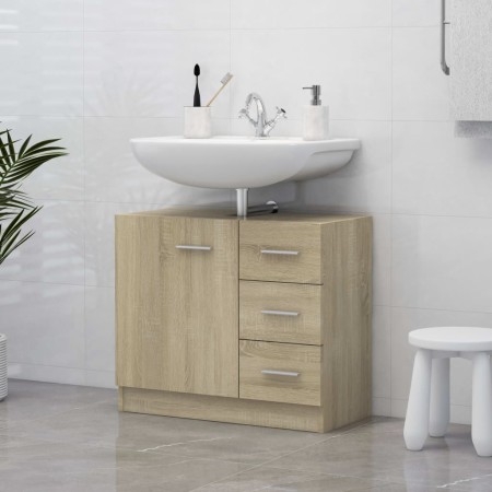 Armario para lavabo madera contrachapada color roble 63x30x54cm de vidaXL, Muebles de baño - Ref: Foro24-804187, Precio: 103,...