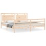 Bed frame with solid wood headboard 200x200 cm by vidaXL, Beds and slatted bases - Ref: Foro24-3194071, Price: 169,74 €, Disc...