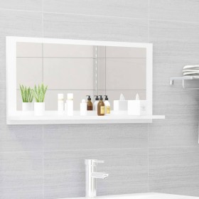 Glossy white plywood bathroom mirror 80x10.5x37 cm by vidaXL, bathroom vanities - Ref: Foro24-804577, Price: 29,02 €, Discoun...