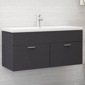 Armario para lavabo madera contrachapada gris 100x38,5x46 cm de vidaXL, Muebles de baño - Ref: Foro24-804676, Precio: 44,99 €...