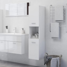 Armario de baño madera contrachapada blanco brillo 30x30x130 cm de vidaXL, Muebles de baño - Ref: Foro24-805003, Precio: 78,7...