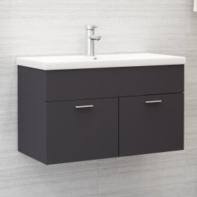 Armario para lavabo madera contrachapada gris 80x38,5x46 cm de vidaXL, Muebles de baño - Ref: Foro24-804658, Precio: 41,85 €,...