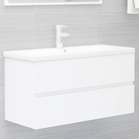 White engineered wood washbasin cabinet 90x38.5x45 cm by vidaXL, Bathroom furniture - Ref: Foro24-804755, Price: 61,08 €, Dis...