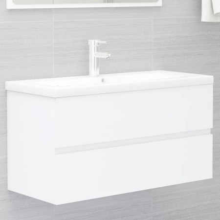 White engineered wood washbasin cabinet 90x38.5x45 cm by vidaXL, Bathroom furniture - Ref: Foro24-804755, Price: 61,81 €, Dis...