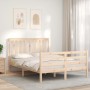 Bed frame with solid wood headboard 140x200 cm by vidaXL, Beds and slatted bases - Ref: Foro24-3194246, Price: 126,22 €, Disc...