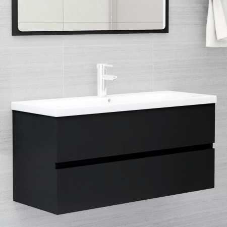 Armario para lavabo madera contrachapada negro100x38,5x45 cm de vidaXL, Muebles de baño - Ref: Foro24-804765, Precio: 57,60 €...