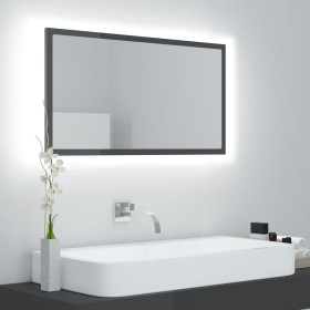 Espejo de baño acrílico gris brillo 80x8,5x37 cm de vidaXL, Tocadores de baño - Ref: Foro24-804931, Precio: 42,83 €, Descuent...