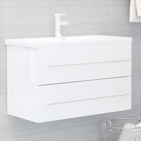 Mueble de lavabo madera ingeniería blanco brillo 80x38,5x48 cm de vidaXL, Muebles de baño - Ref: Foro24-804707, Precio: 69,36...