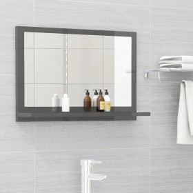 Glossy gray plywood bathroom mirror 60x10.5x37 cm by vidaXL, bathroom vanities - Ref: Foro24-804570, Price: 23,99 €, Discount: %