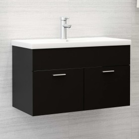 Armario para lavabo madera contrachapada negro 80x38,5x46 cm de vidaXL, Muebles de baño - Ref: Foro24-804657, Precio: 41,99 €...