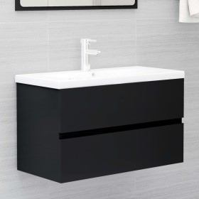 Black engineered wood washbasin cabinet 80x38.5x45 cm by vidaXL, Bathroom furniture - Ref: Foro24-804747, Price: 57,98 €, Dis...