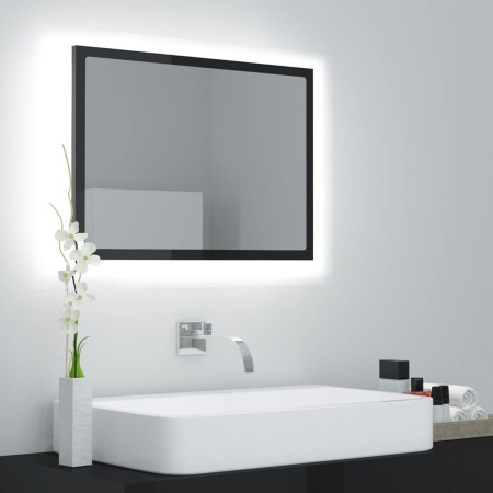 Glossy gray plywood bathroom mirror 60x8.5x37 cm by vidaXL, bathroom vanities - Ref: Foro24-804923, Price: 36,31 €, Discount: %