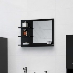 Espejo de baño madera contrachapada negro 60x10,5x45 cm de vidaXL, Tocadores de baño - Ref: Foro24-805007, Precio: 40,61 €, D...