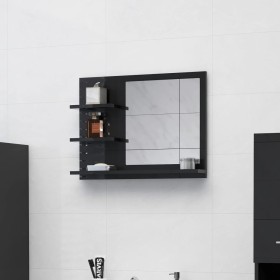 Espejo de baño aglomerado negro brillante 60x10,5x45 cm de vidaXL, Tocadores de baño - Ref: Foro24-805013, Precio: 43,99 €, D...