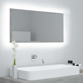 LED acrylic gray concrete bathroom mirror 90x8.5x37 cm by vidaXL, bathroom vanities - Ref: Foro24-804936, Price: 45,21 €, Dis...