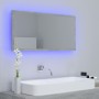 Espejo de baño LED acrílico gris hormigón 90x8,5x37 cm de vidaXL, Tocadores de baño - Ref: Foro24-804936, Precio: 45,21 €, De...