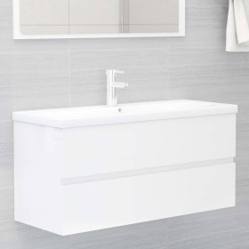 Mueble de lavabo madera ingeniería blanco brillo 100x38,5x45 cm de vidaXL, Muebles de baño - Ref: Foro24-804770, Precio: 84,3...