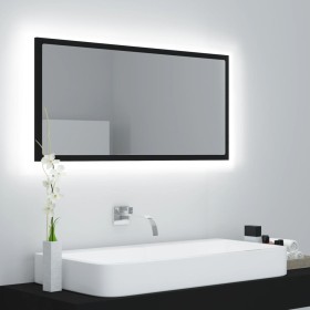 Espejo de baño LED acrílico negro brillo 90x8,5x37 cm de vidaXL, Tocadores de baño - Ref: Foro24-804933, Precio: 45,99 €, Des...