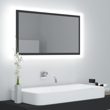 Espejo de baño LED acrílico gris 80x8,5x37 cm de vidaXL, Tocadores de baño - Ref: Foro24-804926, Precio: 36,99 €, Descuento: %