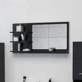 Espejo de baño madera contrachapada negro brillo 90x10,5x45 cm de vidaXL, Tocadores de baño - Ref: Foro24-805022, Precio: 43,...