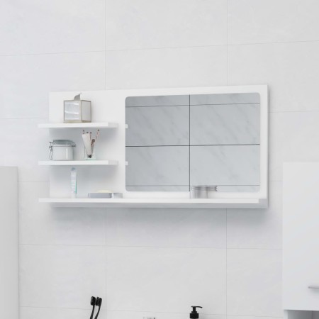 Espejo de baño madera contrachapada blanco 90x10,5x45 cm de vidaXL, Tocadores de baño - Ref: Foro24-805015, Precio: 41,12 €, ...