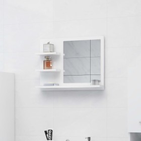 Glossy white plywood bathroom mirror 60x10.5x45 cm by vidaXL, bathroom vanities - Ref: Foro24-805012, Price: 40,80 €, Discoun...