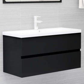 Black plywood vanity cabinet 90x38.5x45 cm by vidaXL, Bathroom furniture - Ref: Foro24-804756, Price: 52,04 €, Discount: %