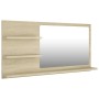 Espejo de baño madera contrachapada roble Sonoma 90x10,5x45 cm de vidaXL, Tocadores de baño - Ref: Foro24-805018, Precio: 37,...