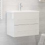 Glossy white engineered wood washbasin cabinet 60x38.5x48 cm by vidaXL, Bathroom furniture - Ref: Foro24-804698, Price: 76,79...