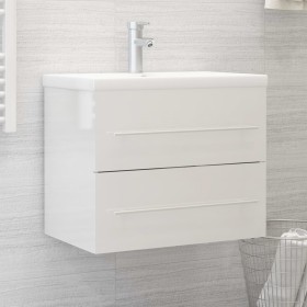 Glossy white engineered wood washbasin cabinet 60x38.5x48 cm by vidaXL, Bathroom furniture - Ref: Foro24-804698, Price: 76,79...