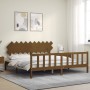 Honey brown solid wood bed frame and headboard 200x200 cm by vidaXL, Beds and slatted bases - Ref: Foro24-3193489, Price: 169...