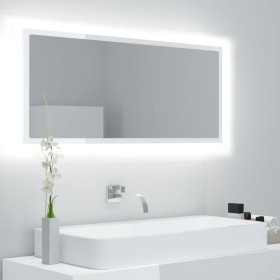 Espejo de baño LED acrílico blanco brillo 100x8,5x37 cm de vidaXL, Tocadores de baño - Ref: Foro24-804945, Precio: 58,93 €, D...