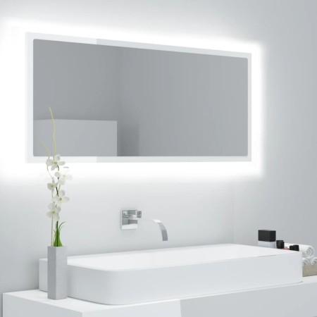 Espejo de baño LED acrílico blanco brillo 100x8,5x37 cm de vidaXL, Tocadores de baño - Ref: Foro24-804945, Precio: 59,29 €, D...