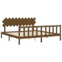 Honey brown solid wood bed frame and headboard 200x200 cm by vidaXL, Beds and slatted bases - Ref: Foro24-3193489, Price: 169...